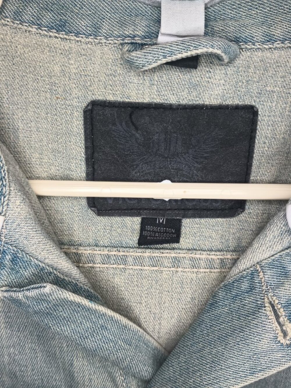 Sleeveless Denim Vest Detachable Hood Stone Wash Blue & Gray Size M Grunge - Picture 8 of 16